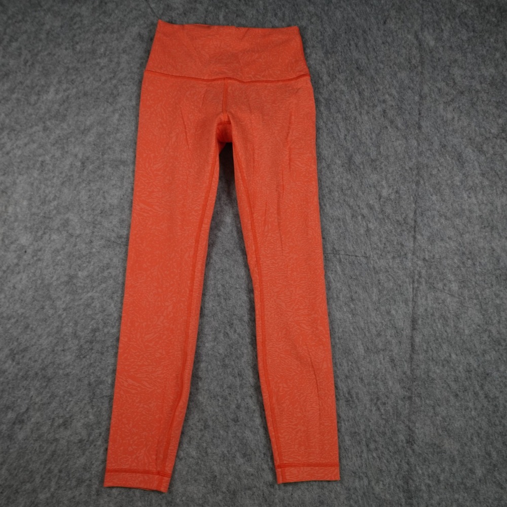 Lululemon Leggings Women 4 Orange Wunder Train High Rise 25" Yoga‎ Workout Gym